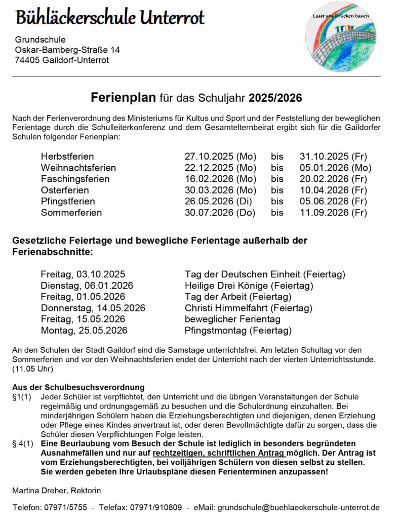 Ferienplan 2025-2026
